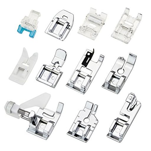 【押え足11個セット】:ブラインドステッチフット、裾の足、ジグザグ足、ストレートステッチフット、1/4キルティングフット、ジッパー足、インビジブルジッパーフット、革の足、ローラーフット、刺繍の足、ボタンミシン足11種類の押え金がセットに入っています。あなたの異なった使用法および取り替えの必要性を満たす十分。 【高品質ミシンの足セット】:ミシン押え足は高品質のステンレスとPVC製できており、耐久性があり、滑らかで錆びにくく、長時間使用して縫製ニーズに対応できます。手作業で面倒な作業を完了する必要がなく、シンプルで実用的な縫製プロジェクト。軽量の生地に美しいロールヘムを簡単に作成するのに役立ちます。 【基本的な縫製目的を満たす】:ミシン足の異なるタイプを持っています。さまざまな縫製のニーズに合わせて、最も適した押さえ足を選択することができます。さらに、優れたデザインと高品質な構造により、古い押え足の代わりとして長く使用できる耐久性を備えています。 【適用機種】:ほぼすべての低ハンドルミシンとほとんどの家庭用ミシンに適しています。