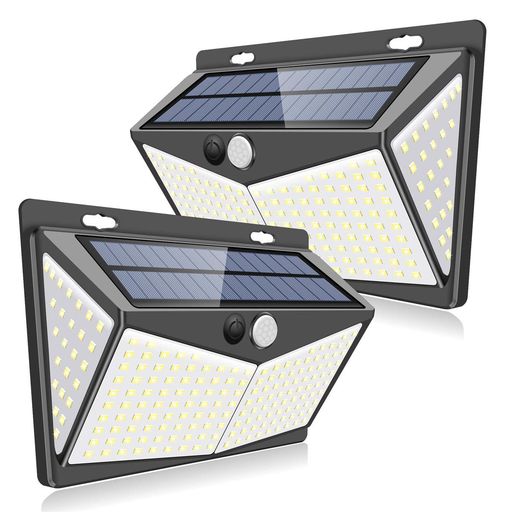 【208LED】ZEEFO センサーライト ソーラーライト 屋外 照明 人感センサー 3つ点灯モード 4面発光 防水 防犯ライト 両面テープ付き 自動点灯 屋外照明 庭 玄関 ガーデンライト 駐車場 2個セット