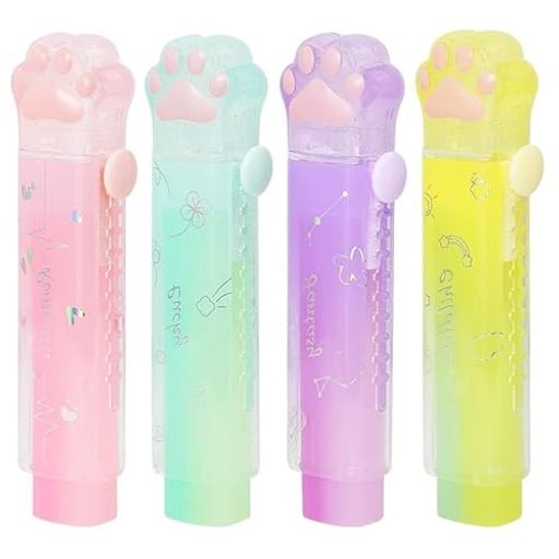 YFFSFDC消しゴムキラキラ4色4個セット可愛い鉛筆消しゴムセット文房具ノベルティスクールオフィス子供..