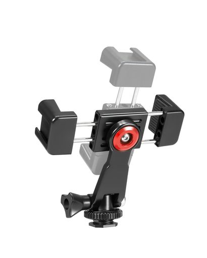 JEBUTU三脚スマホホルダー携帯ホルダー三脚一脚用スマホホルダー360°回転角度調整三脚マウントコールドシュー付き1/4ネジ穴マートフォン三脚マウントAndroid/iPhone/三脚/自撮り棒/一眼レフ/…(2)