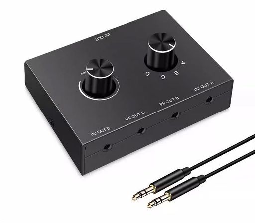 4ウェイ3.5mmステレオオーディオスイッチ、AUX 3.5mmオーディオスイッチ、オーディ...