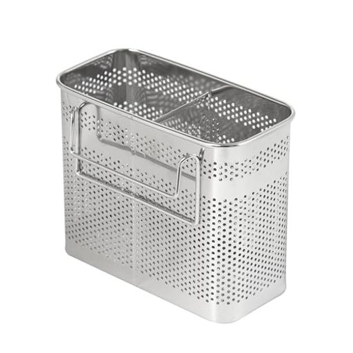 HOME&Iシルバーウェア水切りバスケット吊り下げ式長方形2コンパートメントSUS304ステンレス製カトラリ..