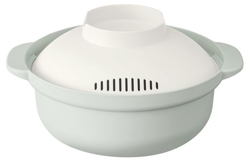 乐天商城 - アンドエヌイー(&NE) らくチン! レンジ鍋 レコポ recopo スモーキーグリーン 1.5L 日本製 一人用 レシピ付き 小型 軽量 レンジ調理鍋 電子レンジ用 鍋 ラーメン パスタ NIM-118-SG