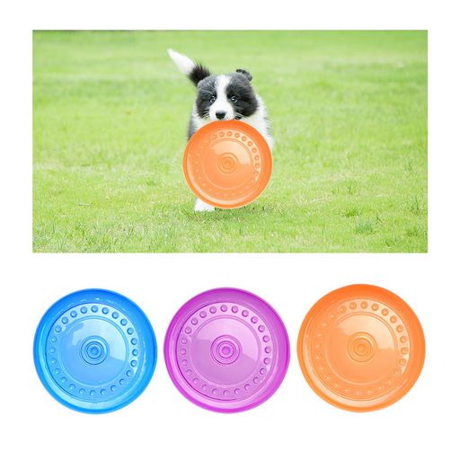 aninako犬用フリスビー投げるおもちゃ3個セットシリコン製フリスビー柔らかいペットおもちゃ運動不足解消歯耐性ゴム知能訓練小型犬中型犬に適応(ブルー+オレンジ+パープル)