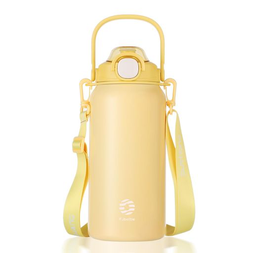 FJbottle水筒1.7リットル真空断熱2ウェイボトルストローワンタッチ直飲みスポーツジャグ(ストラップ付き)1.7L1700mlスポーツボトルスポーツ飲料対応大容量持ち運びマグボトル広口洗いやすい…