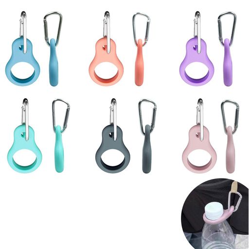 KKLMペットボトルホルダーシリコン製ペットボトルホルダー6個セット耐久性と軽量性を兼ね備えた水筒ケースキャンプや登山に便利なカラビナ付きドリンクホルダー