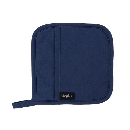 LIV PLUS 鍋敷き ミトン 2WAY仕様 18x18cm 汚れにくい ネイビー LV-0061 インディゴ キッチン