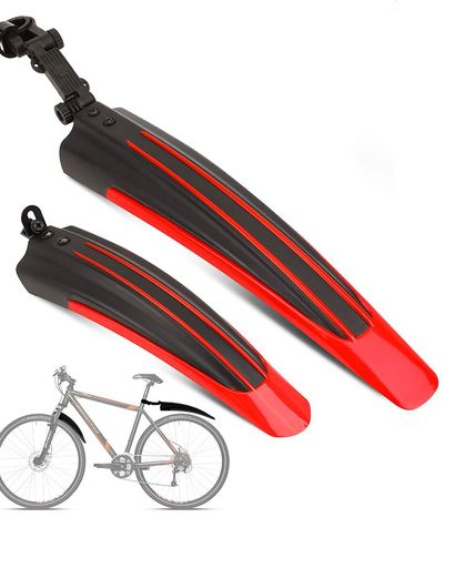 自転車用フェンダーセットクロスマッドガードリアフェンダーマッドガード-サイクル泥除け前後セット汎用角度調整可能簡単取り付きクロスバイクMTBBMX20”/22”/24”/26”700COVTSPO(レッド)