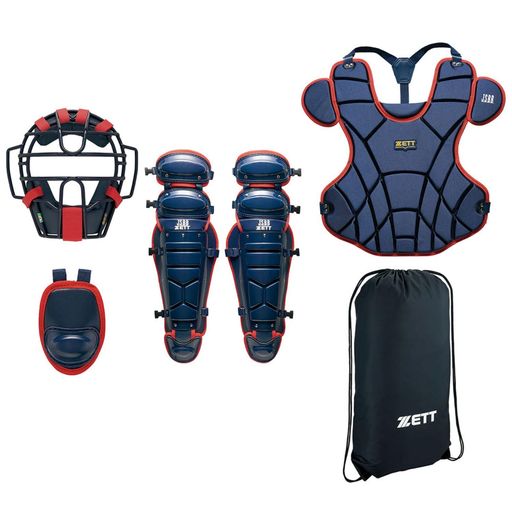 ゼット(ZETT) 野球 軟式用防具4点セット ネイビーxレッド(2964) BL303SET