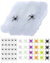 ハロウィン飾りハロウィン装飾蜘蛛の巣44匹の小さな蜘蛛の飾り伸縮性HalloweenDecorationsお化け屋敷舞台の飾りアクセサリー幽霊ゴースト学園祭雰囲気満点小道具家庭用