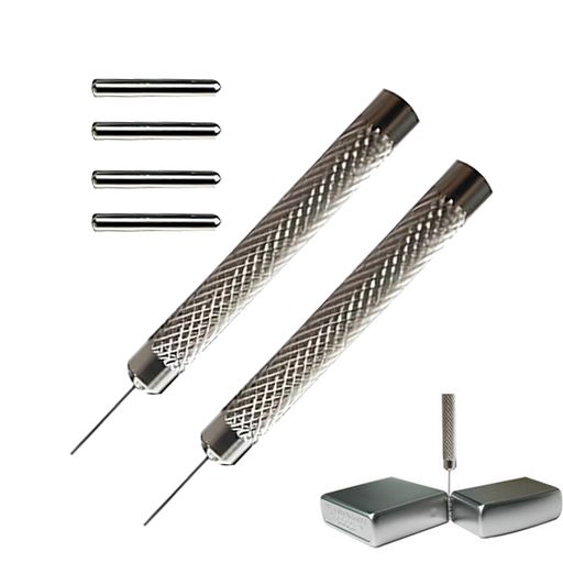 EsiFareオイルライター修理用メンテナンス工具ヒンジピン4本+パンチ2本メンテナンスキット長さ8mm直径1..