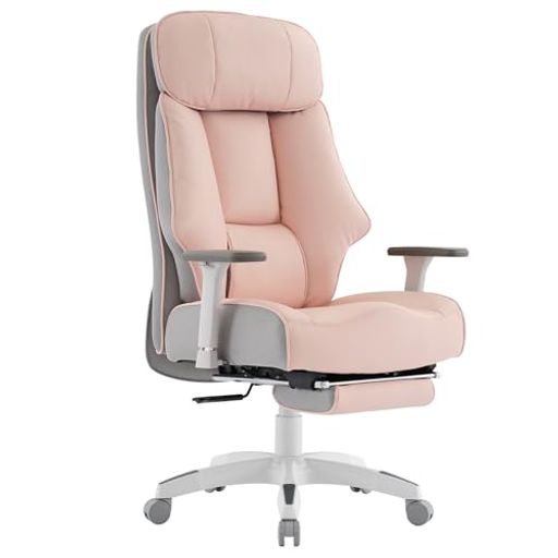 SKYE ゲーミングチェア デスクチェア オフィスチェア オットマン付き パソコンチェア ハイバック ゲーム用チェア 135°リクライニング機能 テレワーク 椅子【ポケットコイル採用】 PCチェア ふかふかワイド 高さ調節機能 PUレザー (ピンク)