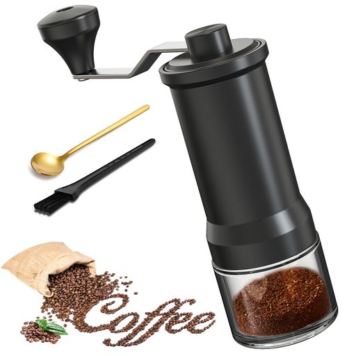コーヒーミル手動DERGUAM手挽きコーヒーグラインダー粗さ調整手挽きコーヒーミル丸洗い可能携帯小型豆..