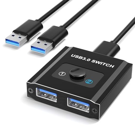【双方向USB切替器・PC2台用】USB 切替器を使えば、プリンター、マウス、キーボード、USBメモリなどのUSB対応機器を2台のパソコンで簡単に共有できます。逆に、2つのUSB機器を1台のパソコンで切り替えて使用することも可能です。ノートパソコンとデスクトップパソコンの両方に対応しており、ボタン一つで簡単に切り替えることができます。さまざまな使用シーンに対応し、ユーザーの利便性を大幅に向上させます。 【最大5 GbpsのUSB 3.0 データ転送レート】従来の2.0規格と比較してデータの転送速度が大幅に向上し、とても使い勝手が良くなったのが3.0規格対応のusb 切り替えです。特に、比較的大容量のデータをUSBメモリに保存する場合などには、転送速度が速い3.0規格の性能を実感することができるはずです。USB 1.1/2.0 との下位互換性もあり(それぞれ12Mbps、480Mbpsに対応)、旧型の周辺機器を使用する場合もパフォーマンスの心配はありません。 【ポートに挿すだけの簡単接続】USB スイッチャーは、ポートに挿すだけで使える簡単接続仕様です。