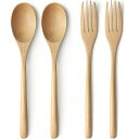 YFWOODスプーンフォークセット4本木製カトラリー食器セット全長22.5cm軽量ディナースプーンフォークセットスープカレーサラダスプーン通勤お弁当適用