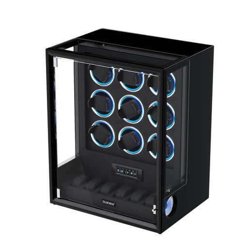 DUKWINワインディングマシーン9本巻き+6本収納自動巻き上げ機指紋認証ウォッチワインダーLCDタッチスク..