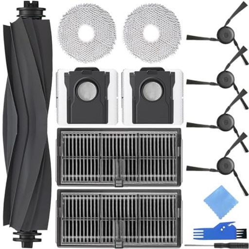 適用モデル:X40 Ultra complete / X40 Pro / L40 Ultra / X40 Master / S30 Pro Ultra, モバ P50 Pro Ultraロボット掃除機交換部品と互換性のあ交換キット メインブラシ:メインブラシは主に床の髪の毛やほこりを掃除し、床の隙間に入り込んで細かいフケも掃除します。 サイドブラシ:サイドブラシのナイロン毛は適度に柔らかくて硬く、床を効果的に掃除し、壊れにくいです。タイル、大理石、木製の床、カーペットの掃除に適しています。 エアフィルター:エアフィルターはフィルター素材として活性炭を使用しており、空気中の直径0.3ミクロン以上の微粒子、ふけ、バクテリア、その他の微粒子を99.97%効率的に吸収できます。 ダストバッグ:ダストバッグは、掃除ロボットが吸い込んだほこりやゴミを集めるために使用され、ユーザーによる手動掃除の頻度を減らし、2.5Lの大容量で掃除間隔を延ばします。 モップクロス:モップクロスはお手入れが簡単で再利用可能な素材で作られており、色あせせず、落ちず、乾きやすく、耐用年数が長いです。