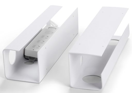 Rakuten - ZhiYoケーブルボックス 大容量ケーブル管理ルトレー2個セット デスク下収納 長さ40cm PCV電源タップ収納 オフィス用 家庭用机下配線隠し 白