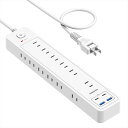 延長コード2MUSB付き電源タップ12個AC口4個USBポート(2個Cポート+2個Aポート)コンセント一括スイッチ付きタコ足配線テーブル個別スイッチ雷ガード機能OAタップマルチタップスイングプラグ…(2)