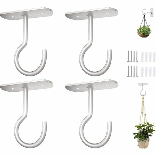 Dekori天井フック吊り下げ金具J字吊りフック風鈴植木鉢フック4個セット石膏ボード壁掛けピンフック穴が..