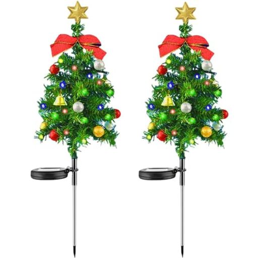 HY-MSクリスマスツリーソーラーガーデンライトクリスマスイルミネーションライト屋外防水自動点灯消灯省エネクリスマス飾りLEDライトソーラーライト庭雰囲気作り(2本セット)