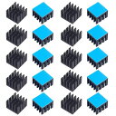 PENGLIN10個ヒートシンクアルミニウム放熱板25x25x10mm冷却ラジエーターフィン熱伝導性粘着テープ付き熱暴走対策heatsink黒(2)