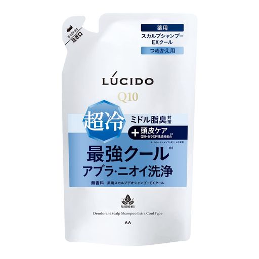 クレンジング,保湿,抗炎症 頭皮のアブラ臭い汗のニオイに 洗い落とすだけでなく、保湿成分配合で頭皮ケアまで ルシードシャンプー史上最強クール 内容量:380ml(つめかえ用) 原産国:日本