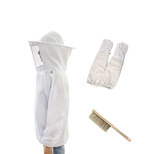 [YTIMMLY]ハチ防護服養蜂用蜂防護服手袋付きフェイスネット付きフリーサイズ男女兼用ブラシ付き