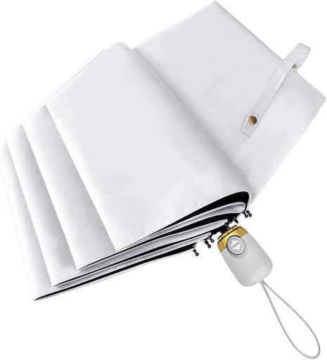 日傘折りたたみ傘ワンタッチ自動開閉UVカット完全遮光折り畳み傘紫外線遮断耐風撥水メンズレディース軽量晴雨両用携帯便利収納ポーチ付き母の日プレゼント(ホワイト)