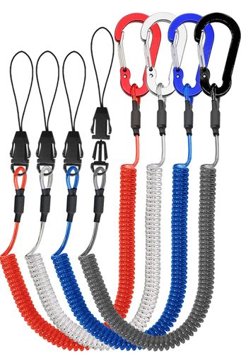Lix&Rixスパイラルコード落下防止最大安全強度6キロワンタッチ式赤青銀黒4本セット Lix&Rixスパイラルコード落下防止最大安全強度6キロワンタッチ式赤青銀黒4本セット