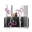 犬用グルーミングはさみキット安全な丸い先端部ステンレス製プロフェッショナルな犬用グルーミングはさみセットすきバサミストレートバサミカーブバサミ長い・短い毛用のくし犬/猫/…