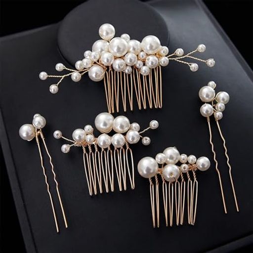 パール 髪飾り パールピン ヘアアクセサリー ヘッドドレス Uピン ヘアピン かんざ...