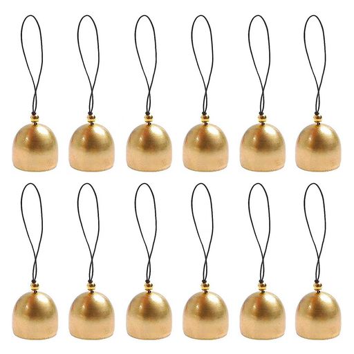 ミニベル真鍮鈴20個セットメタル製吊り下げベルロープ付き金色和風風鈴ドアベルキーホルダーペット用首..
