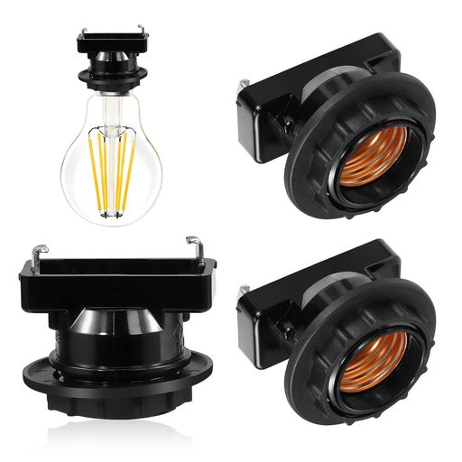 Aiwode角型引掛けランプソケットE26口金、引掛シーリング用電球ソケットランプソケット、led対応ペンダントライト、工事不要取り付け簡単(黒い、3個入り)