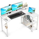 ODKゲーミングデスクL字パソコンデスク幅130机デスクDESK棚付き在宅勤務PCデスク桌子勉強机L字型組立簡単ホワイト右棚(3)