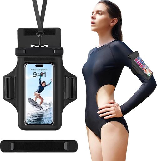 「2025年新型・アウトドア専用・首掛け・腕付け両用」LILIYYA スマホ 防水ケース IPX8認証 完全防水 浮く 首かけ 斜め掛け 腕付け スマホアームバンド 顔認証 カヤック シュノーケリング ビーチ プール 温泉 バンド付き IPHONE 16