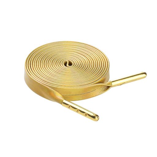 [YaoooosF]靴紐靴ひも平紐レザーシューレーススニーカー用アスレチック120cm2本入りマイクロファイバーメタルヘッド(レーザゴールド)