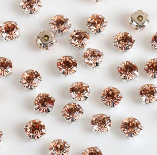 HJ台座付きA級ガラスストーンラウンドアソートセットビジューラインストーンアクセサリーパーツ100個入(台座銀色4mm)