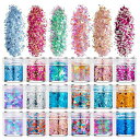 GOODCHIラメホログラム18色セットキラキラネイルパーツネイルアート容器付きグリッターラメグリッターラメパウダーレジン封入パーツハロウィンクリスマスパーティ...