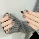 ネイルチップつけ爪ネイルプレスおしゃれ黒ロングショート簡単オフネイルビーズ地雷系韓国量産型コスプレネイルネイルアート可愛いレディース春夏ネイル24枚入おしゃれ人...