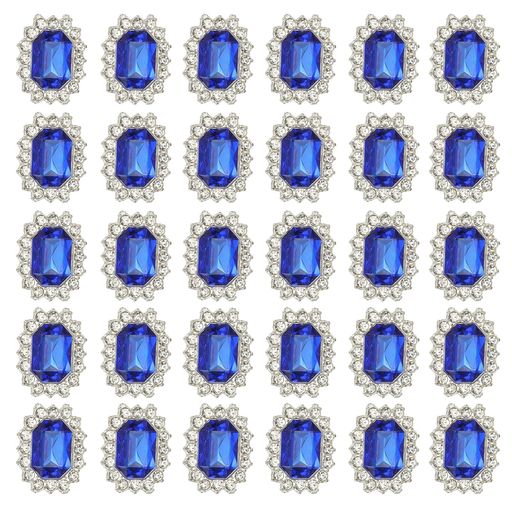 PATIKIL30個のラインストーン装飾品、ハンドクラフト水晶ラインストーンボタン装飾シルバーベースジェムダークブルーラインストーン、クラフト衣類宝石作り