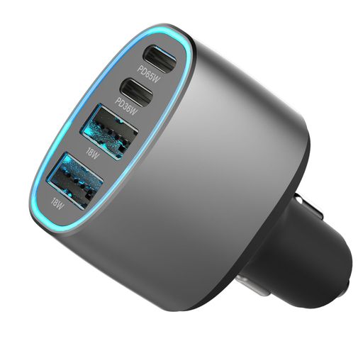 カシムラ カーチャージャー シガーソケット USB 4ポート (Type-Cx2 / Type-Ax2) 合計120W PD対応 65W 急速充電 12V/24V車対応 ノートパソコン/iPhone/スマホ 車載充電器 DC-076