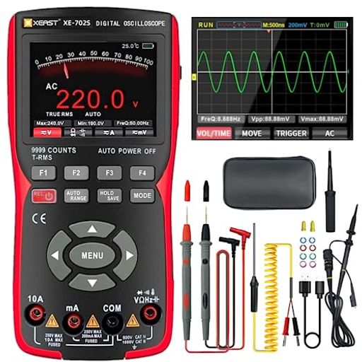 2イン1ハンドヘルドオシロスコープマルチメーター10MHz帯域幅48MSa/sハイサンプリングプロフェッショナルオシロスコープ999カウントデジタルマルチメーター自動キャリブレーション機能DC/A…