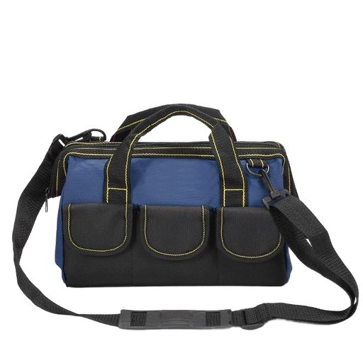 工具バッグ工具収納袋大開口収納袋電気木工工具収納袋補強オックスフォード布底工具収納袋(青31*17*23CM)