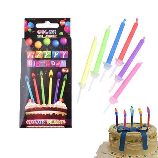 KENASTA 誕生日キャンドル カラーフレームキャンドル 6本入り バースデー パーティー ケーキデコレーション 記念日 ウエディング 卒業式 お祝い プレゼント (マルチカラー)