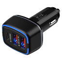 シガーソケットUSB車充電器3ポートカーチャージャー56W/PD&QC3.0対応/急速充電/USB-C&2USB-A/12V-24VHootek車USBシガーソケットシガレット充電器iPhone16e/16シリーズ、Galaxy