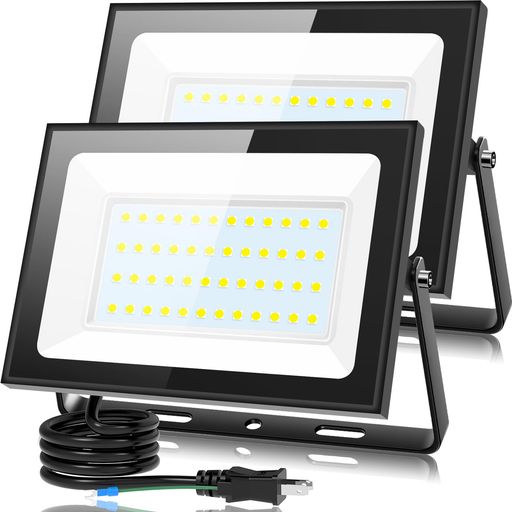 KIWEN【超薄型・2個セット】LED投光器80W10000LM昼光色ledライト屋外IP66防水豪雨対応作業灯led100V対応アース付きプラグPSE認証済灯光器高演色Ra85以上外灯高輝度省エネ120°広角
