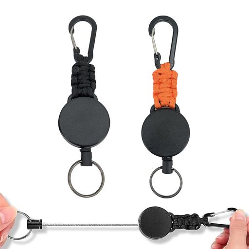 [DMEEK]2個セットリールキーホルダーカラビナ付き伸縮性リール式キーリール多機能頑丈最長60cm紛失防止..