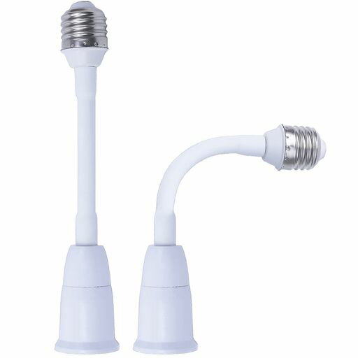 etazakkaE26口金延長アダプターE26右向き矢印E26延長ソケット最新モテる防錆シリカゲル保護スリーブ任意角度可調延長用アダプター電球ソケット短い/長いタイプE26延長ソケット難燃性材料PBT…
