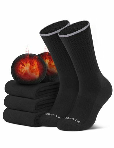 [CLOSEMATE]靴下メンズ厚手ソックス冬抗菌防臭・吸汗速乾裏パイルルームソックス保温防寒アウトドア室内冷え対策通勤通学暖かいスポーツ登山用5足黒